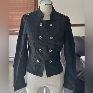 White House Black Market Black Utility Jacket with Military Style